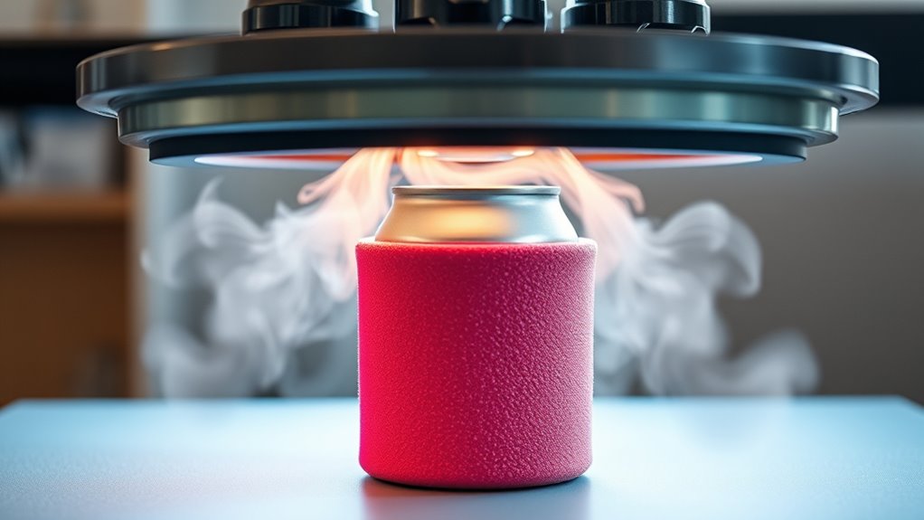 heating koozies with press