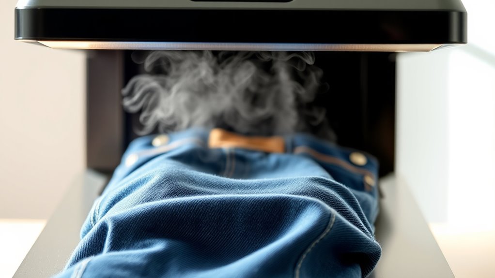 pressing heat on denim
